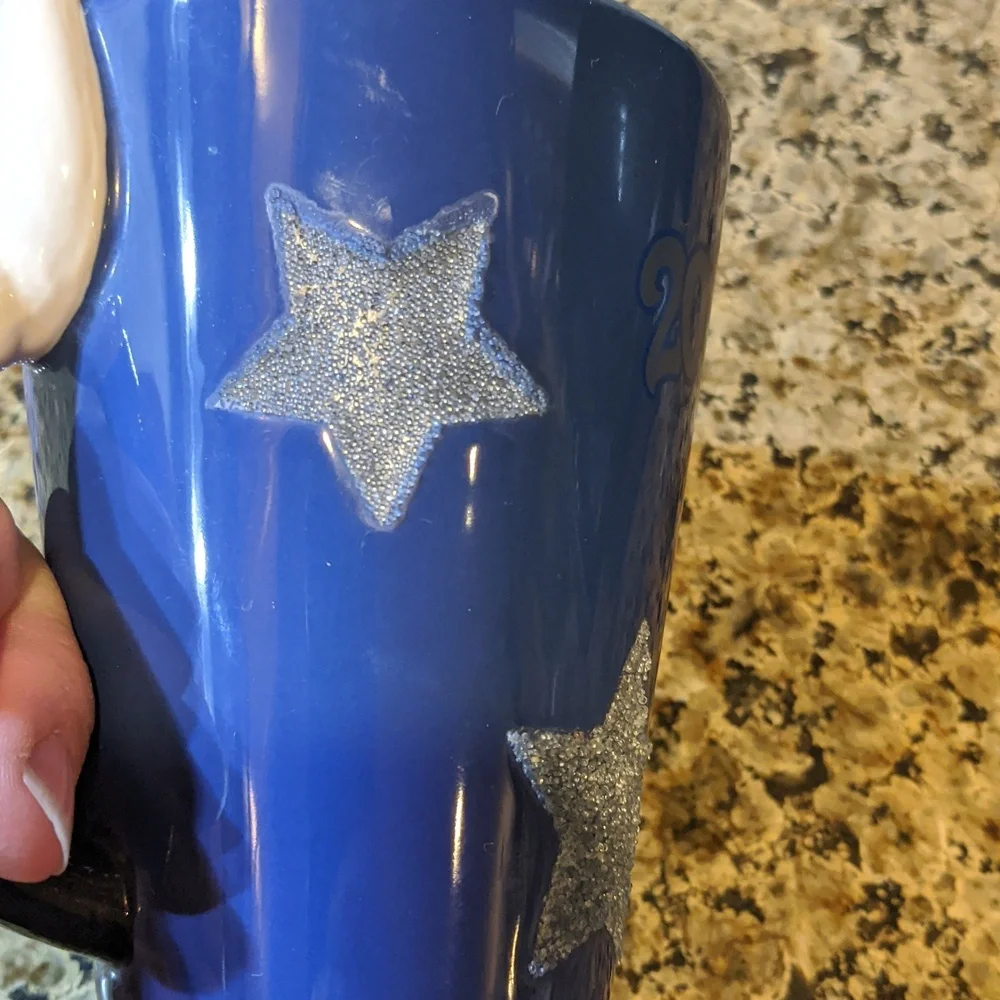 FANTASIA Mickey Mouse Mug Cup ARM HANDLE Embossed Glitter Star Moon  Disney